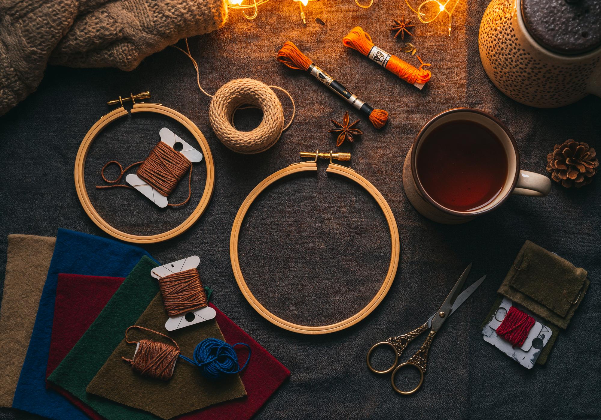 Set di filati e telaio elegante